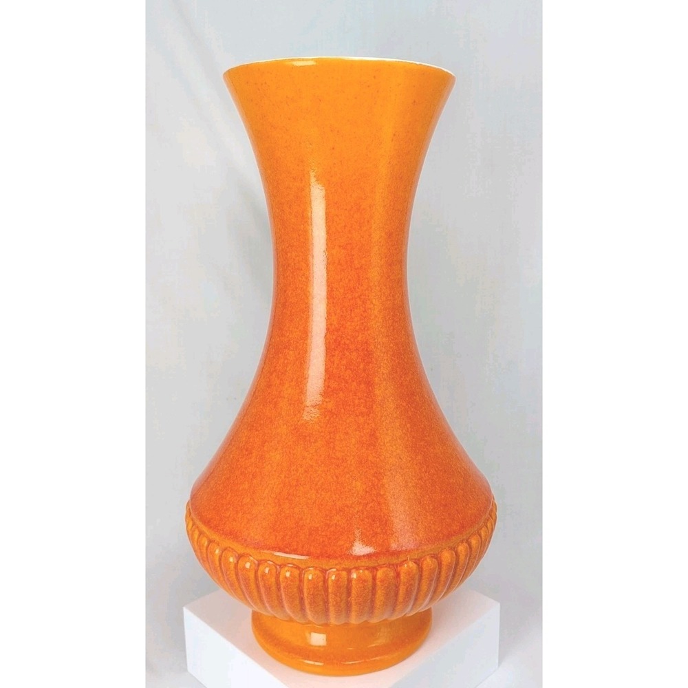 Royal Haeger‎ Mid Century Vase Orange Ombre Etruscan Ceramic Artichoke 13"